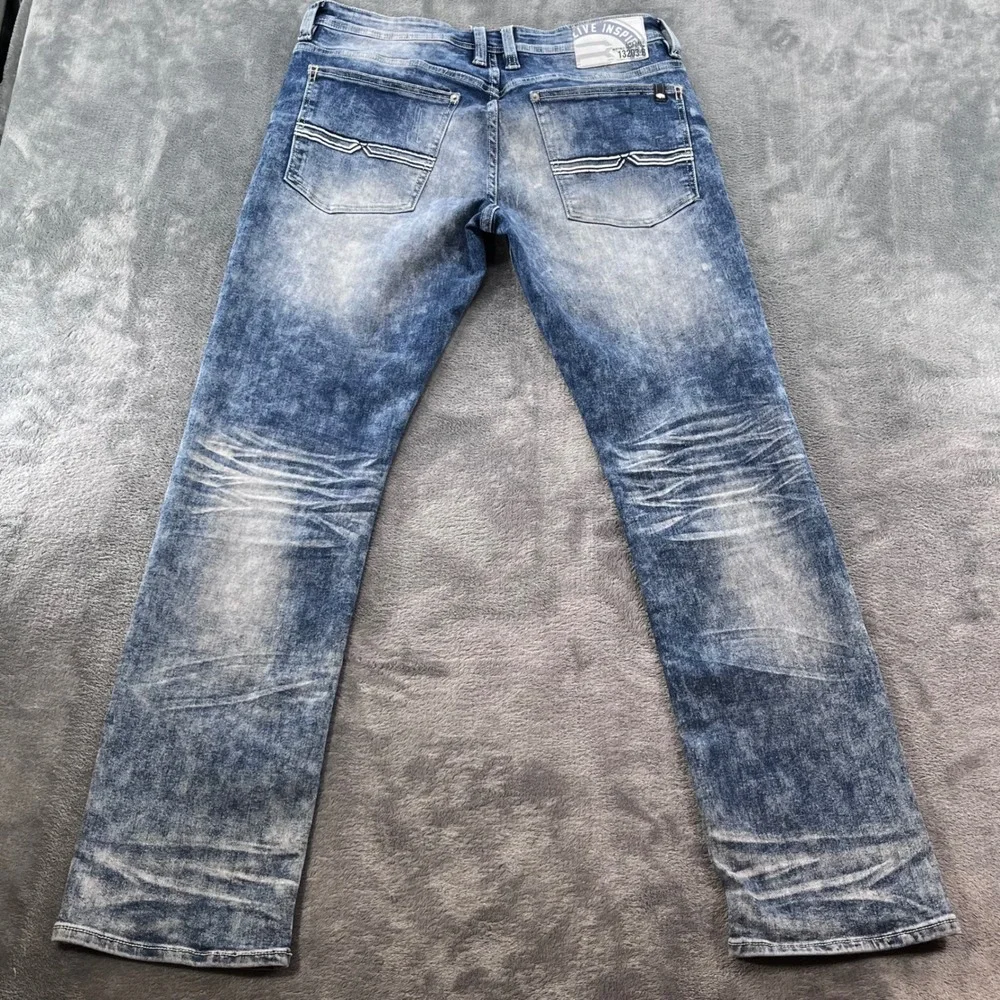 Buffalo David Bitton Evan-x Basic Slim Stretch Jeans Blue Acid Wash 32x32 Mens